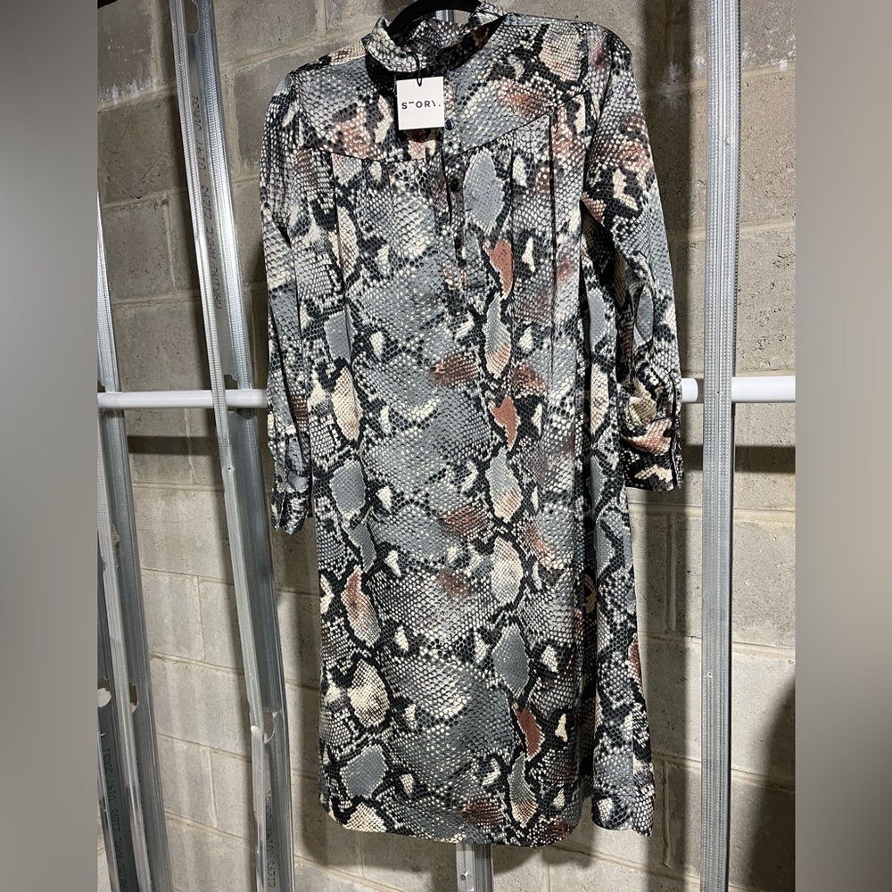 Snakeskin print satin dress